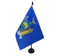AZ FLAG - Drapeau De Table New York 21x14 cm - Petit Drapeau New Yorkais De Bureau 100% Polyester Avec Hampe De 25cm Et Socle En Plastique Noir