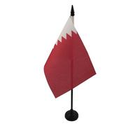 AZ FLAG - Drapeau De Table Qatar - 15x10 cm - Mini Drapeau Qatarien De Bureau 100% Polyester Avec Hampe De 25cm Et Socle En Plastique Noir