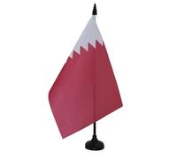 AZ FLAG - Drapeau De Table Qatar 21x14 cm - Petit Drapeau Qatarien De Bureau 100% Polyester Avec Hampe De 25cm Et Socle En Plastique Noir