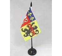AZ FLAG Drapeau de Table Rhône 15x10 cm Polyester 100D Socle Plastique | Usage intérieur Drapeau de bureau du département rhodanien finition cousue et bords renforcés