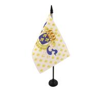 AZ FLAG - Drapeau De Table Roi de France Fleur de Lys 21x14 cm - Petit Drapeau Royaliste Français De Bureau 100% Polyester Avec Hampe De 25cm Et Socle En Plastique Noir