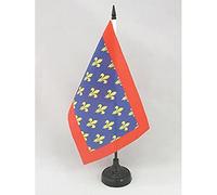 AZ FLAG - Drapeau De Table Sarthe 21x14 cm - Petit Drapeau Du Département De La Sarthe De Bureau 100% Polyester Avec Hampe De 25cm Et Socle En Plastique Noir