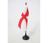 AZ FLAG - Drapeau De Table Templiers Ordre du Temple 15x15 cm - Petit Drapeau Croix Pattee Rouge De Bureau 100% Polyester Avec Hampe De 25cm Et Socle En Plastique Noir