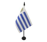 AZ FLAG - Drapeau De Table Uruguay - 15x10 cm - Mini Drapeau Uruguayen De Bureau 100% Polyester Avec Hampe De 25cm Et Socle En Plastique Noir