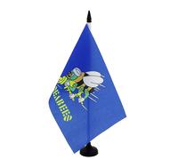 AZ FLAG - Drapeau De Table US Navy Seabees 21x14 cm - Petit Drapeau De L'Armée Américaine De Bureau 100% Polyester Avec Hampe De 25cm Et Socle En Plastique Noir