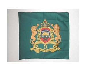 AZ FLAG - Drapeau Etendard royal du Maroc - 90x90 cm - Drapeau Roi Marocain 100% Polyester Avec Fourreau et Cordelette - Pavillon 80 g