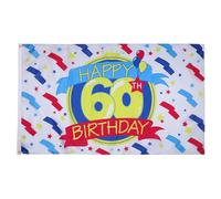 AZ FLAG - Drapeau Joyeux anniversaire 60 ans - 150x90 cm - Drapeau Happy Birthday 100% Polyester Avec Oeillets Métalliques Intégrés - Pavillon 110 g