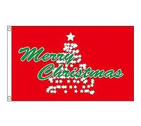 AZ FLAG Drapeau Joyeux Noël Sapin 150x90 cm Polyester 100D 2 Œillets | Usage intérieur et extérieur Drapeau décoratif Merry Christmas coutures doubles et bords renforcés avec œillets métalliques