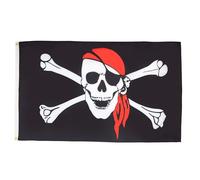AZ FLAG - Drapeau Pirate foulard rouge - 180x120 cm - Grand Drapeau Corsaire Avec Bandana 100% Polyester Avec Oeillets Métalliques Intégrés - Pavillon 180 g