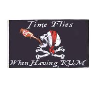 AZ FLAG - Drapeau Pirate Le temps passe avec le rhum - 150x90 cm - Drapeau Corsaire Tête De Mort 100% Polyester Avec Oeillets Métalliques Intégrés - Pavillon 110 g