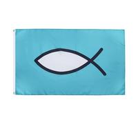 AZ FLAG - Drapeau Poisson chrétien Ichtus - 90x60 cm - Drapeau Du Christianisme 100% Polyester Avec Oeillets Métalliques Intégrés - Pavillon 50 g