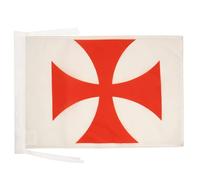 AZ FLAG - Drapeau Templiers Ordre du Temple - 45x30 cm - Pavillon Croix Pattee Rouge 100% Polyester Avec Deux Cordelettes - 20g
