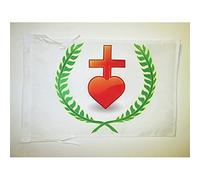 AZ FLAG Drapeau Vendée Laurier Chouan 45x30 cm Polyester 100D Cordelettes | Usage intérieur et extérieur Drapeau décoratif vendéen catholique coutures doubles et bords renforcés