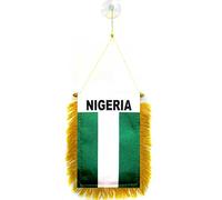 AZ FLAG - Fanion Nigéria Pour Décoration Voiture Avec Ventouse et Franges Dorées - Mini Drapeau Nigérian - 13x10 cm