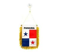 AZ FLAG - Fanion Panama Pour Décoration Voiture Avec Ventouse et Franges Dorées - Mini Drapeau Panaméen - 13x10 cm