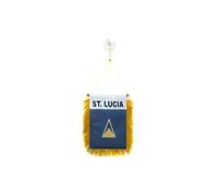 AZ FLAG - Fanion Sainte Lucie Pour Décoration Voiture Avec Ventouse et Franges Dorées - Mini Drapeau Saint-Lucien - 13x10 cm