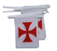 AZ FLAG - Guirlande Drapeau Templiers Ordre du Temple - 6 Mètres Avec 20 Fanions Croix Pattee Rouge De 21x14 cm - Petits Drapeaux 100% Polyester - 60g