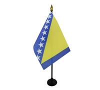 AZ FLAG - Mini Drapeau Bosnie-Herzégovine De Table - 15x10 cm - Drapeau Bosnien De Bureau 100% Polyester Avec Hampe Pointe Dorée 25cm