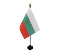 AZ FLAG - Mini Drapeau Bulgarie De Table - 15x10 cm - Drapeau Bulgare De Bureau 100% Polyester Avec Hampe Pointe Dorée 25cm