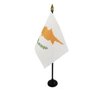 AZ FLAG - Mini Drapeau Chypre De Table - 15x10 cm - Drapeau Chypriote De Bureau 100% Polyester Avec Hampe Pointe Dorée 25cm