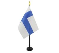 AZ FLAG - Mini Drapeau Finlande De Table - 15x10 cm - Drapeau Finlandais De Bureau 100% Polyester Avec Hampe Pointe Dorée 25cm