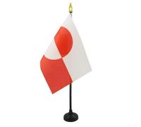 AZ FLAG - Mini Drapeau Groenland De Table - 15x10 cm - Drapeau Groenlandais De Bureau 100% Polyester Avec Hampe Pointe Dorée 25cm