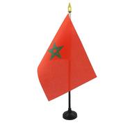 AZ FLAG - Mini Drapeau Maroc De Table - 15x10 cm - Drapeau Marocain De Bureau 100% Polyester Avec Hampe Pointe Dorée 25cm