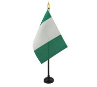 AZ FLAG - Mini Drapeau Nigéria De Table - 15x10 cm - Drapeau Nigérian De Bureau 100% Polyester Avec Hampe Pointe Dorée 25cm