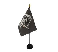 AZ FLAG - Mini Drapeau Pirate Sabres De Table - 15x10 cm - Drapeau Corsaire De Bureau 100% Polyester Avec Hampe Pointe Dorée 25cm