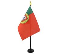AZ FLAG - Mini Drapeau Portugal De Table - 15x10 cm - Drapeau Portugais De Bureau 100% Polyester Avec Hampe Pointe Dorée 25cm