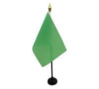 AZ FLAG - Mini Drapeau Unicolore Vert De Table - 15x10 cm - Drapeau De Couleur Verte De Bureau 100% Polyester Avec Hampe Pointe Dorée 25cm