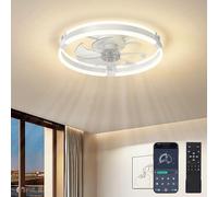 Azanaz Ventilateur-de-Plafond avec Lumière LED 50 cm Plafonnier-ventilateur 6 Vitesses Réversibles Télécommande, Dimmable & Blanc Chaud à Froid Silencieux Pour Chambre à Coucher Salon