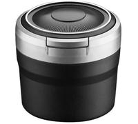 AZHAOJLI Cendriers de Voiture Portable pour Jaguar XE 2017-2024, Cendrier Portable sans fumée en Acier Inoxydable avec Couvercle et lumière LED.,Black and Silver