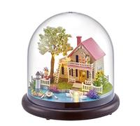 AZHKJKZH Boîte Musique Boîte À Musique LED Rotative Kit De Maison Poupée Miniature Bricolage Fait La Main pour 10 Ans + Cadeau d'anniversaire Décoration Maison Artisanat(B)