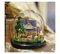 AZHKJKZH Boîte Musique Boîte À Musique LED Rotative Kit De Maison Poupée Miniature Bricolage Fait La Main pour 10 Ans + Cadeau d'anniversaire Décoration Maison Artisanat(F)