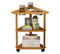 AZHKJKZH Étagère Angle Bibliothèque Étagère d'angle À 3 Niveaux avec roulettes, De Table D'extrémité en Bambou, Autoportante, Organisateur Rangement pour Salon Et Cuisine Séjour Salon