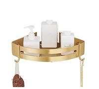 AZHKJKZH Étagère Salle Bain Étagères De Douche Fixées Au Mur avec Le Panier Crochet Aucun Aluminium D'espace Forage Organisateur Douche(Gold1,1pcs)