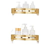 AZHKJKZH Étagère Salle Bain Étagères De Douche Fixées Au Mur avec Le Panier Crochet Aucun Aluminium D'espace Forage Organisateur Douche(Gold1,2pcs)
