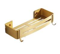 AZHKJKZH Étagère Salle Bain Étagères De Douche Fixées Au Mur avec Le Panier Crochet Aucun Aluminium D'espace Forage Organisateur Douche(Gold2,1pcs)