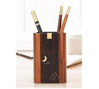 AZHKJKZH Fourniture Scolaire Porte-Stylo Multi-Fonction Carré Noyer Bois Maquillage Brosse Mallette de Rangement Créatif Bureau École Stockage Crayon Tasse Organisateur Bureau