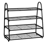 AZHKJKZH Stockage Organisateur Métal Fer Maille Étagère À Chaussures Organisateur De Stockage pour Salon Entrée Couloir Chambre Vestiaire pour Ranger(Black,4 Tier)