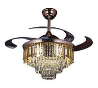 AZHKJKZH Ventilateur Plafond avec Lumière 42 "cristal Ventilateur De Plafond Lumière Moderne Plafonnier Télécommande Rétractable Lames Salon Restaurant LED Salon