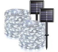 AZHU Guirlande Lumineuse Solaire, 2 Pack 300 LED 32M Guirlande Lumineuse Solaire avec 8 Modes Décoration Étanche Guirlande Lumineuse en Fil de Cuivre pour Patio Cour Fête de Mariage (Blanche)