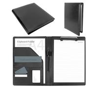 AZKEEGREY Lot de 2 porte-blocs en cuir avec classeur à anneaux, conférencier A4 en cuir avec porte-cartes de visite, conférencier en cuir noir avec bloc-notes de poche pour papiers, réunions,