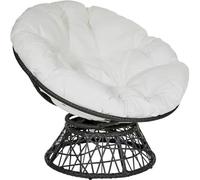 AZMAHT Grand Coussin Rond pour Chaise, Coussin épais pour Chaise à Bascule d'extérieur, Coussin de Siège pour Panier Suspendu en Rotin, Coussin de Remplacement pour Nid d'Oeuf,Blanc,50×50
