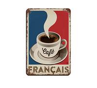 AZOLID Pancarte vintage en métal avec drapeau français pour café, bar, pub, maison 30 x 20 cm