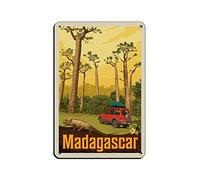 AZOLID Pancarte vintage en métal Madagascar - Décoration murale pour café, bar, pub, maison - 30 x 43 cm