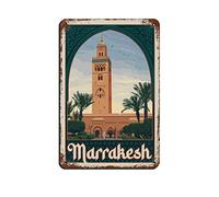 AZOLID Plaque en métal Marrakech Maroc - Décoration murale pour maison, cuisine, restaurant, club, maison, voyage, 30 x 43 cm