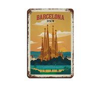 AZOLID Plaque en métal pour intérieur et extérieur Motif Barcelone 14 x 20 cm
