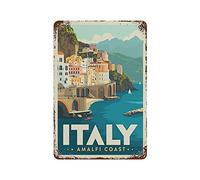 AZOLID Plaque métallique humoristique en forme d'Italie - Pour bar, café, maison, chambre - Décoration murale - Cadeau extérieur et intérieur - 30 x 43 cm